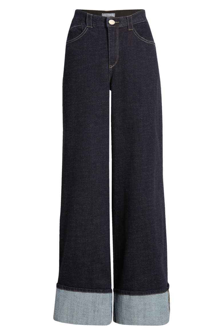 'Ab'Solution Skyrise Cuffed Wide Leg Jeans, Alternate, color, INDIGO