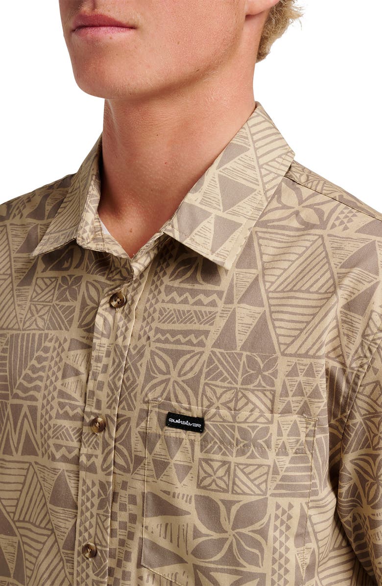Quiksilver Geo Print Cotton Blend Button-Up Shirt, Alternate, color, Twill