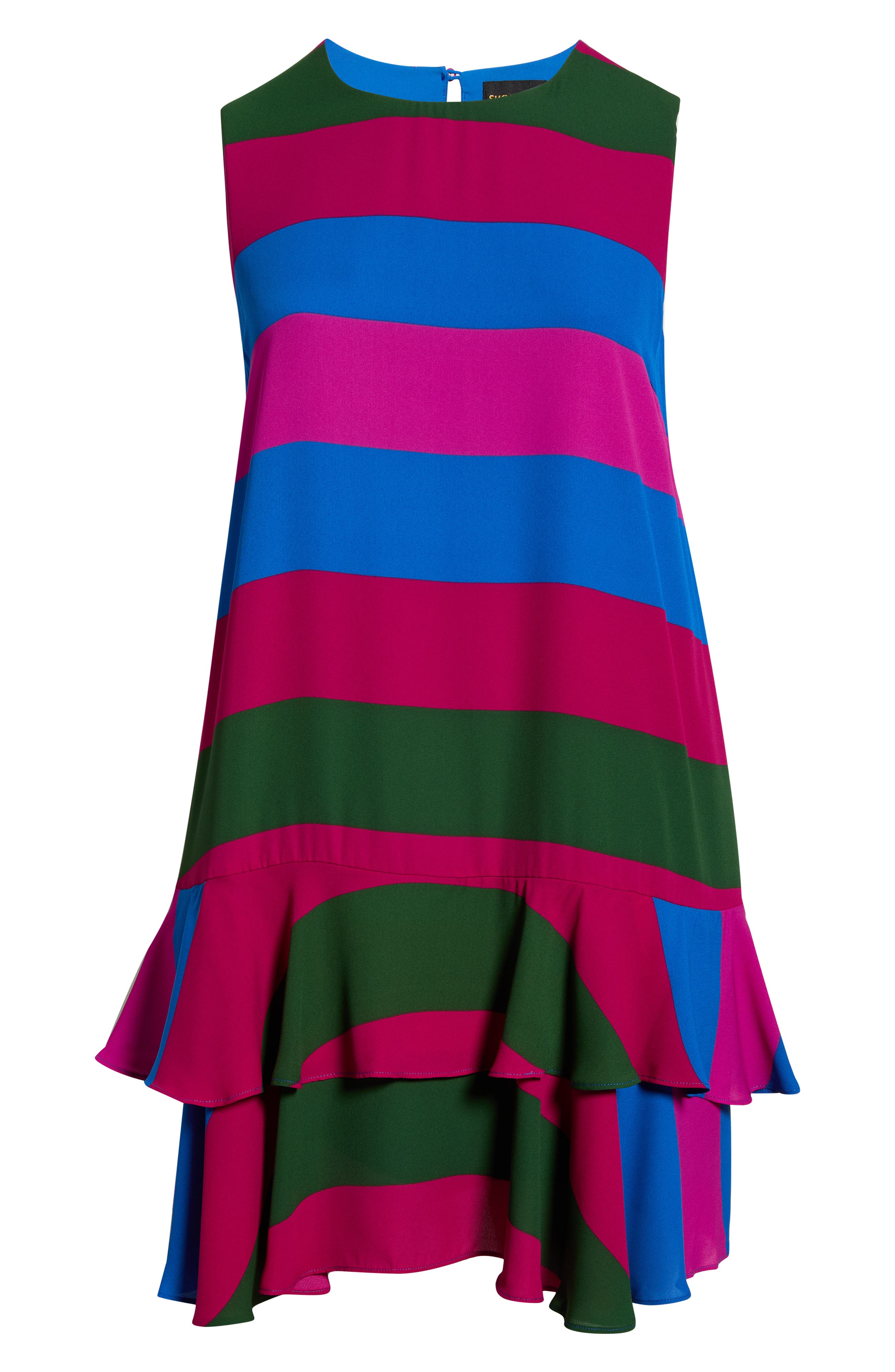 SUGARLIPS Saige Stripe Sleeveless Shift Dress in Magenta-Multi 