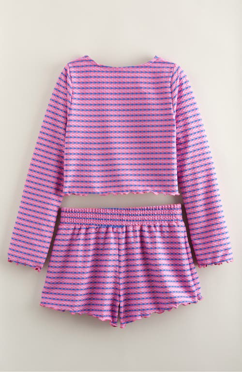 Treasure & Bond Kids' Textured Top & Shorts Cover-up Set In Pink Boss Multi Stripe