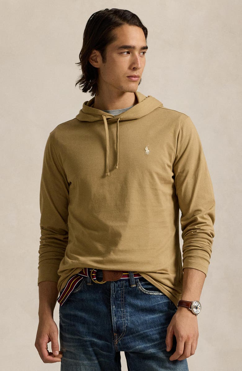 Polo Ralph Lauren Long Sleeve Hooded Cotton T-Shirt, Alternate, color, Cafe Tan