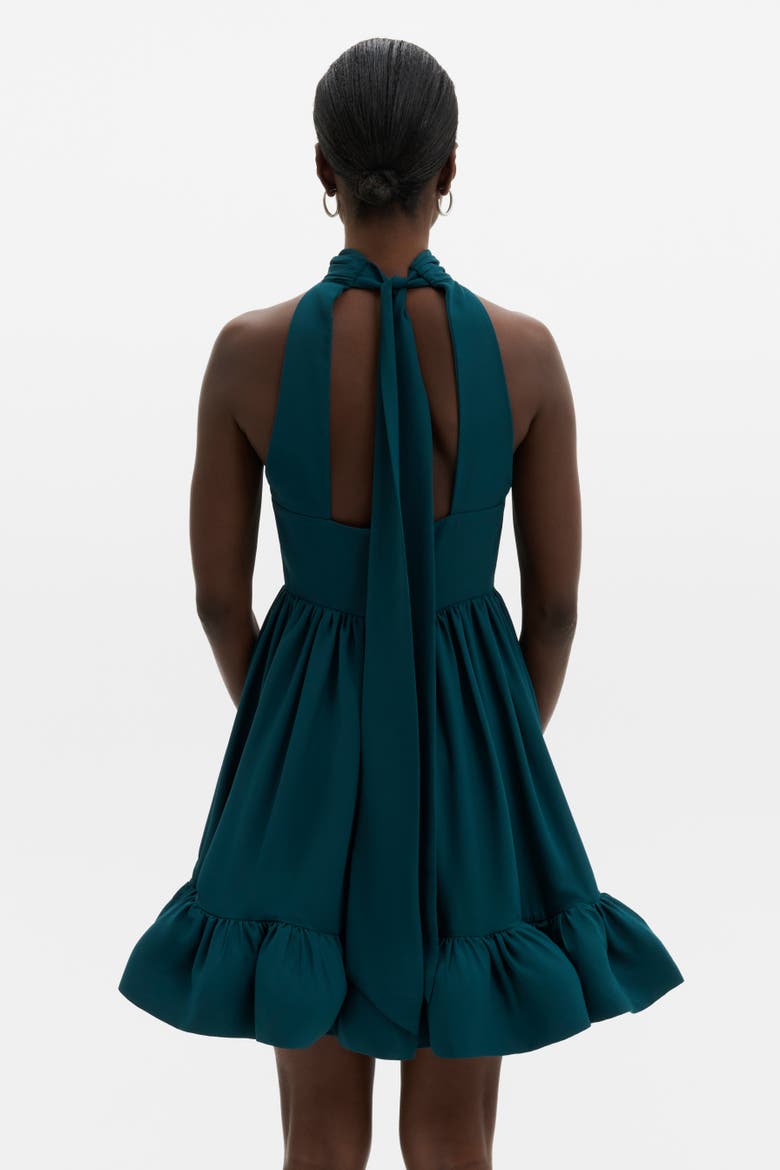 Fern Halterneck Ruffled Midi Dress, Alternate, color, Teal