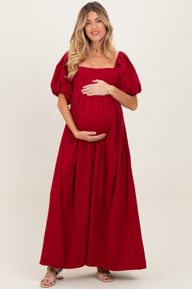 Square Neck Puff Sleeve Maxi Dress, Main, color, Burgundy