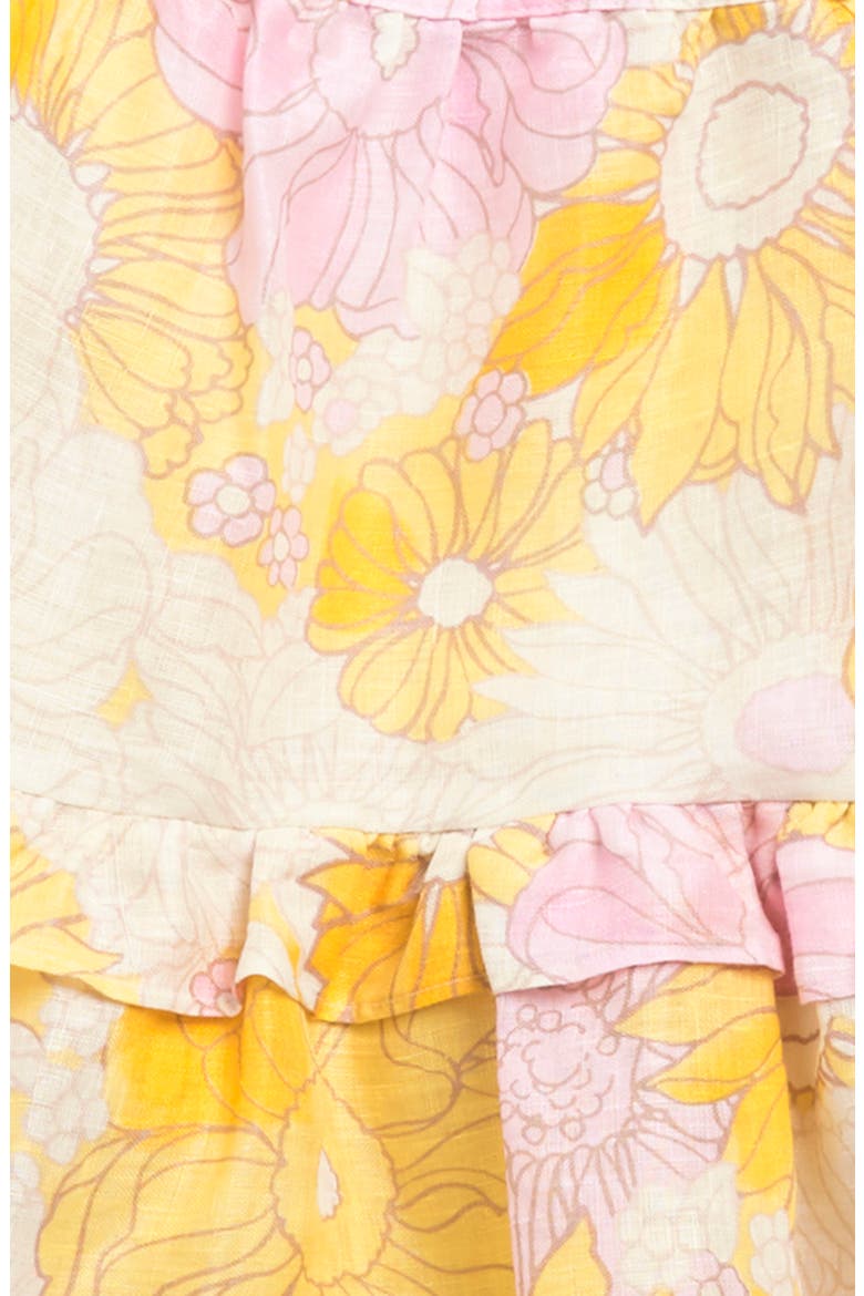 Kids' Allie Jr. Floral Linen Dress, Alternate, color, YELLOW PRINT