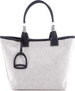 Pre-Owned Hermes Sac Steeple Tote Toile with Leather 28