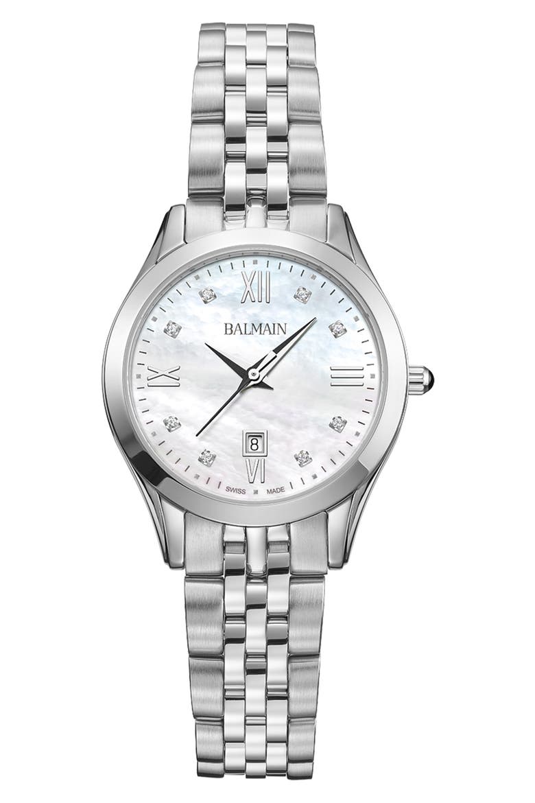 Classic R Diamond Bracelet Watch, 30mm, Main, color, STAINLESS STEEL