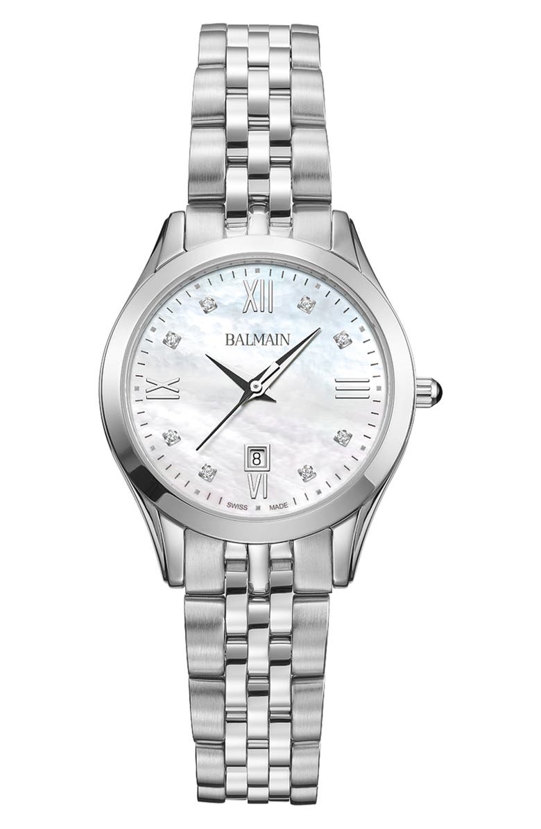 BALMAIN WATCHES Classic R Diamond Bracelet Watch, 30mm, Main, color, Stainless Steel
