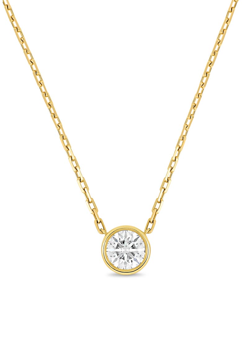 18K Gold Diamond Bezel Solitaire Pendant Necklace, 0.75ct. (Online Trunk Show), Main, color, 18K YELLOW GOLD/ DIAMOND