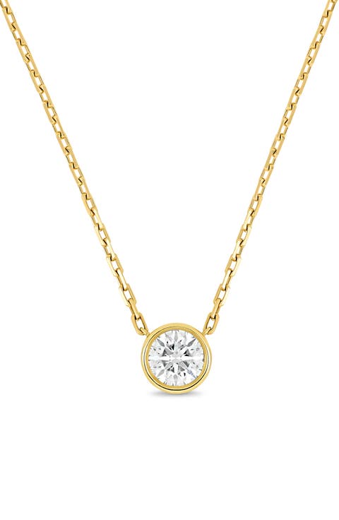 Monaco Bezel Set Solitaire Diamond Pendant Necklace