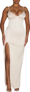 Naked Wardrobe Satin Dreams Side Slit Slipdress