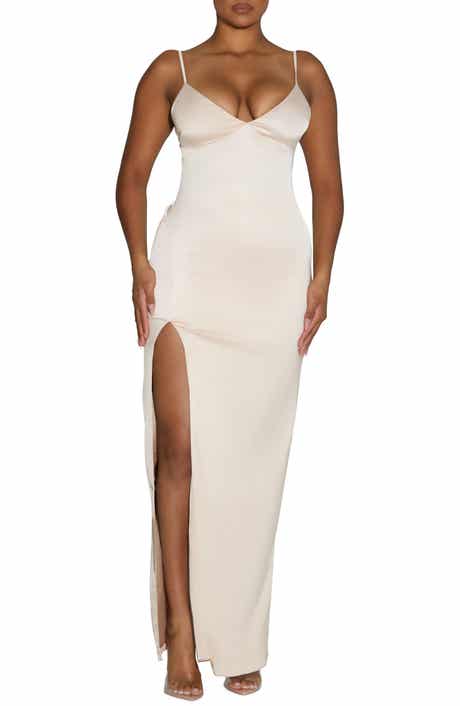 Naked Wardrobe Satin Dreams Side Slit Slipdress