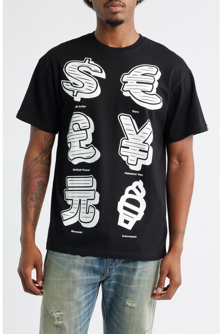 Currency Graphic T-Shirt, Main, color, BLACK