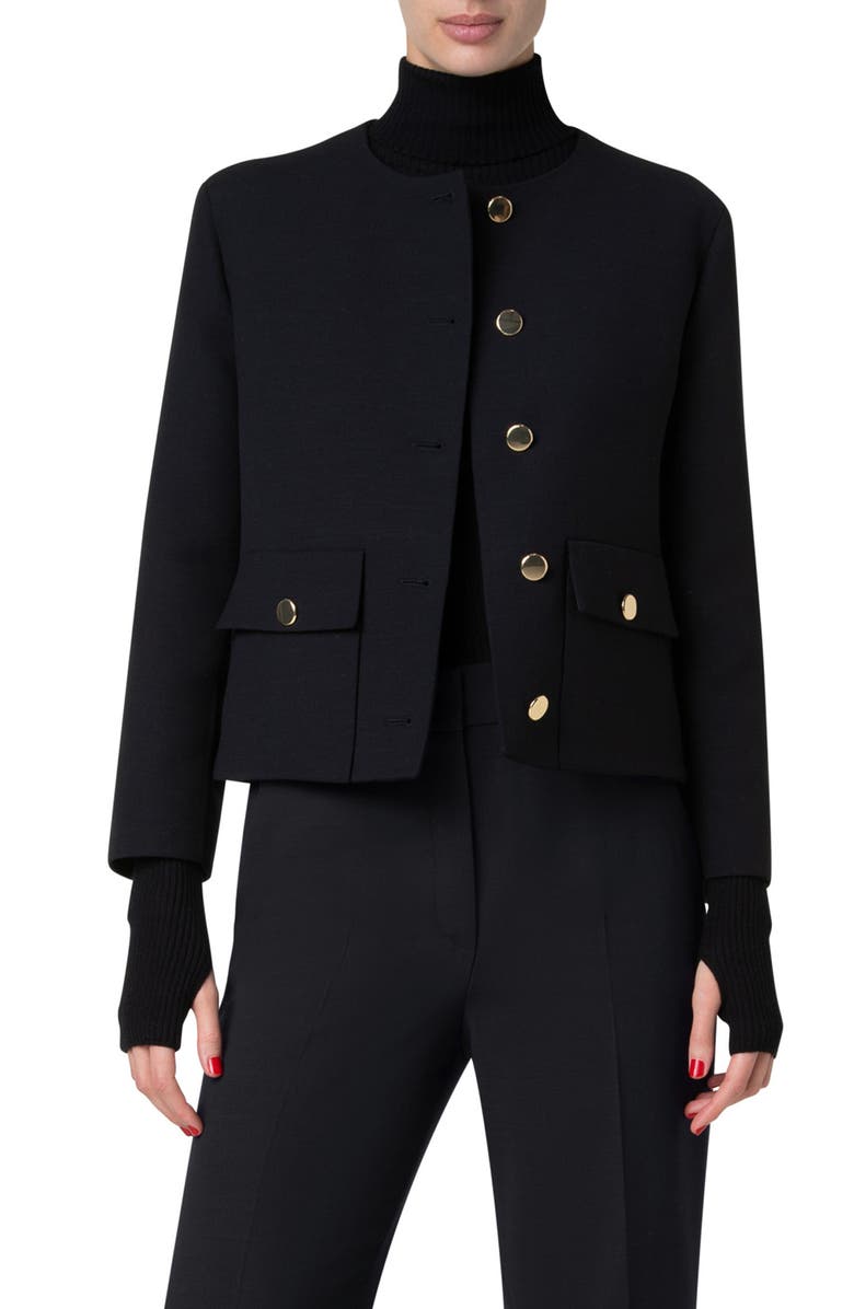 Akris Winter Double Face Wool Short Jacket, Main, color,