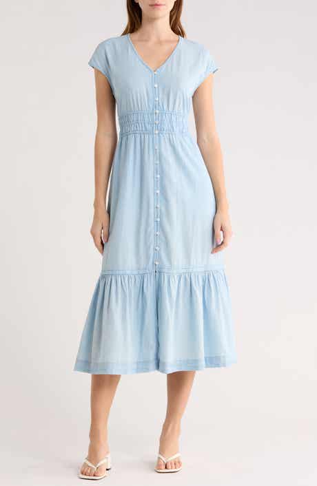 Melrose and Market Smocked Waist Chambray Dress