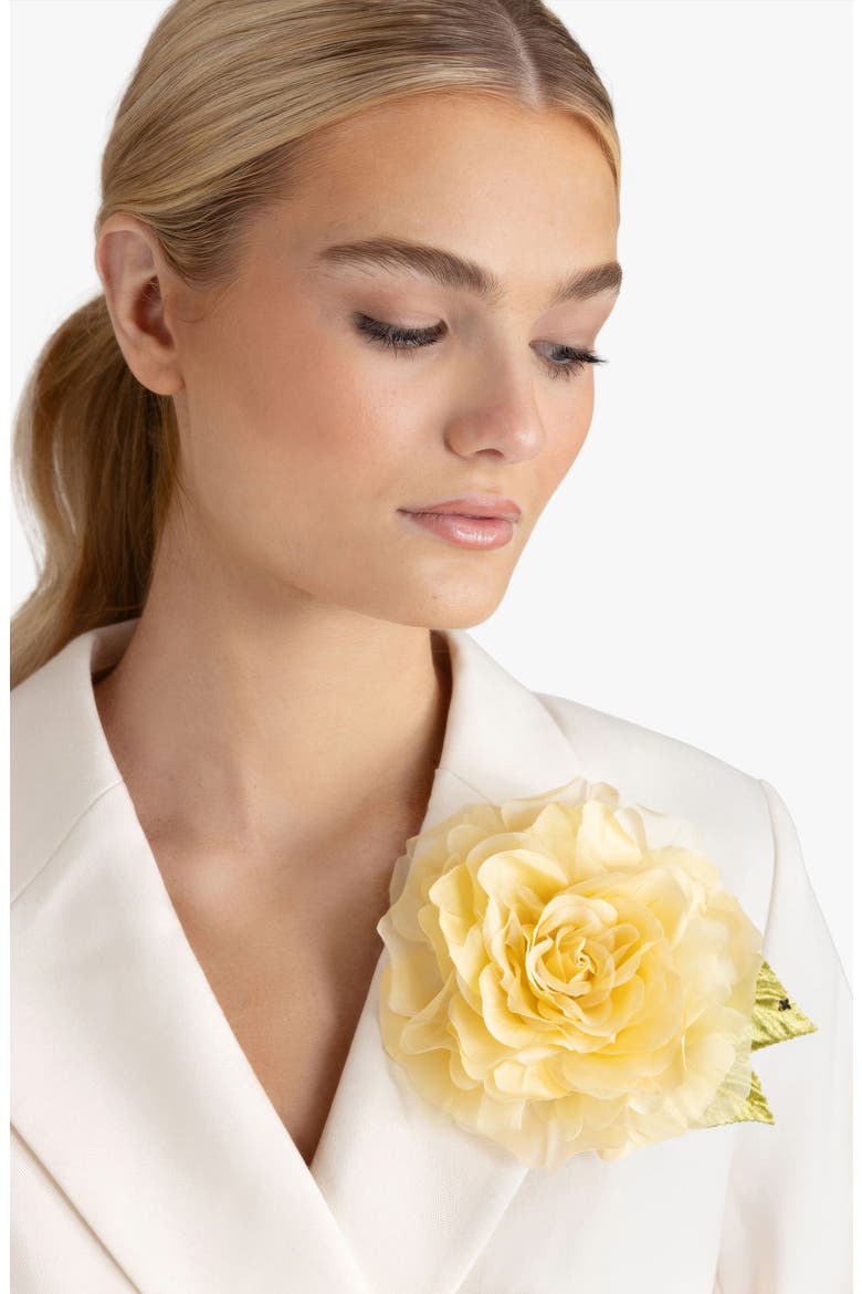 The Large Yellow Rose Floral Brooch, Alternate, color, Yellow