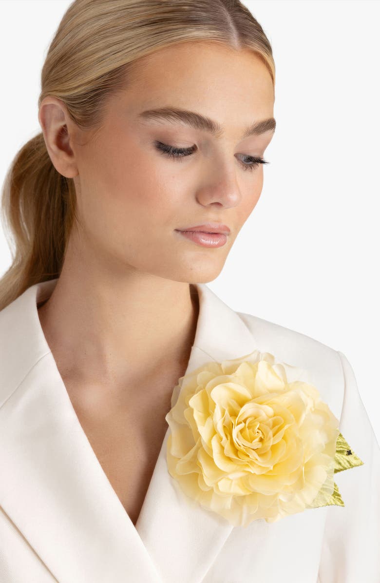 Helena Simon The Large Yellow Rose Floral Brooch, Alternate, color, Yellow
