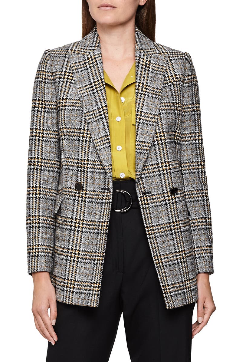 Reiss Leighton Windowpane Check Double Breasted Blazer, Main, color, 