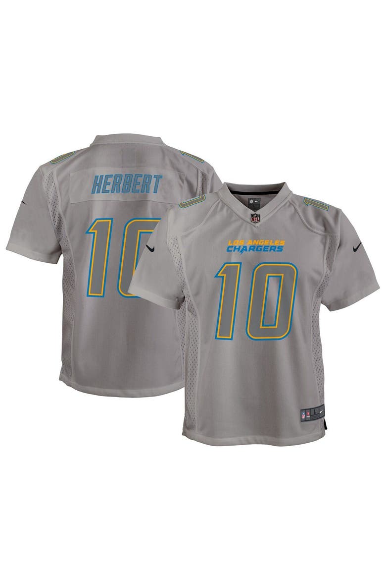 Youth Nike Justin Herbert Gray Los Angeles Chargers Atmosphere Game Jersey, Main, color, Gray