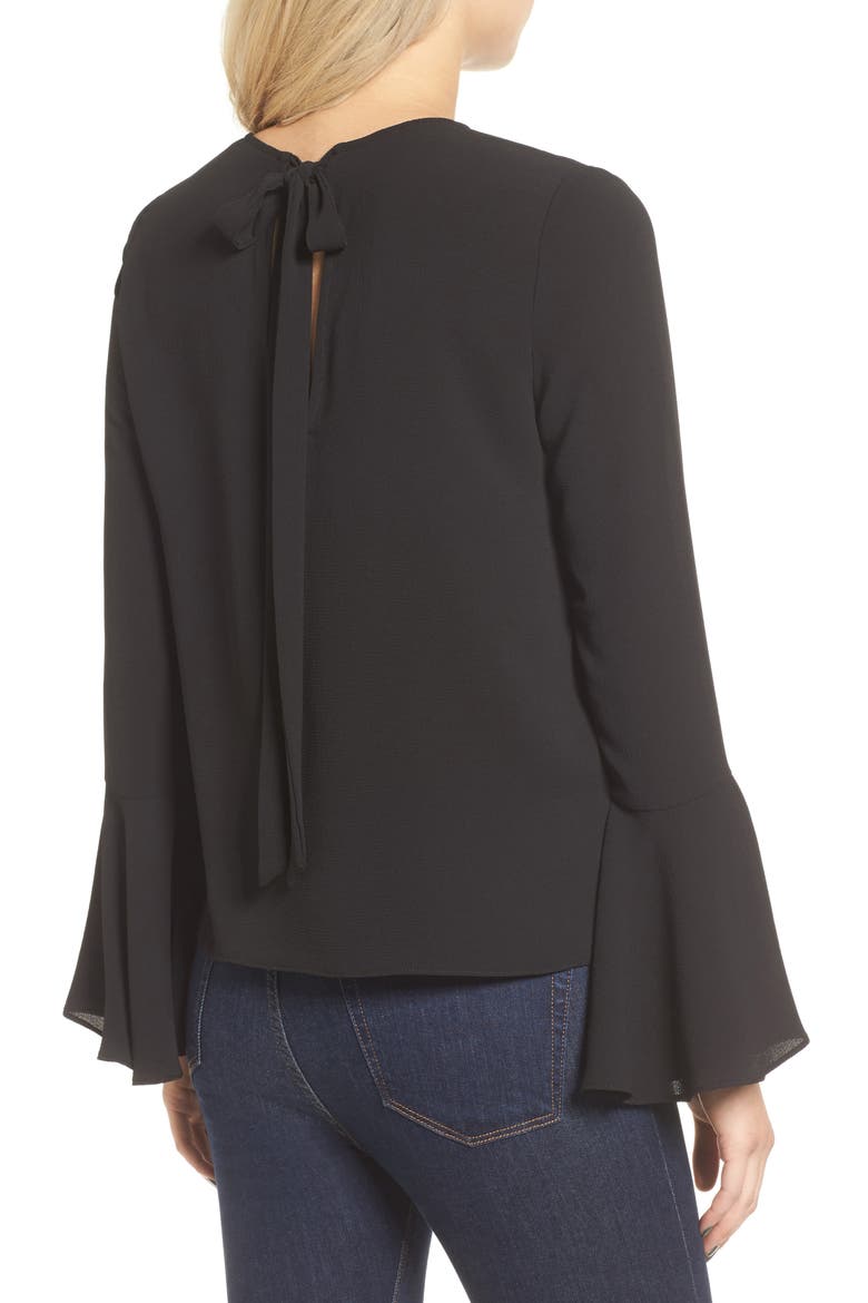 Winning Hand Bell Sleeve Top, Alternate, color, BLACK