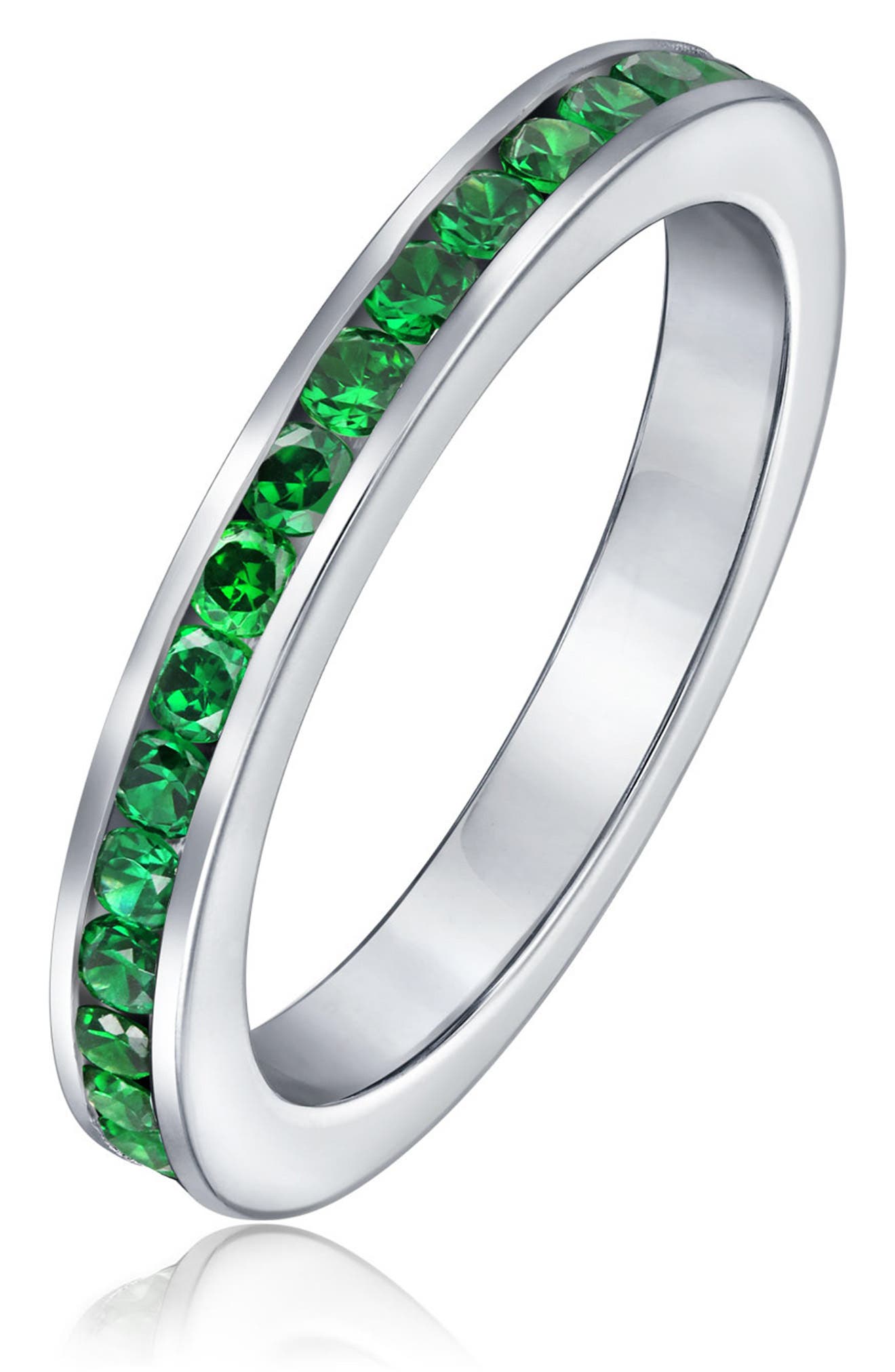 BLING JEWELRY Sterling Silver London Blue CZ Eternity Band Ring