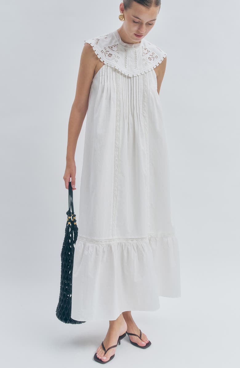 MAUDE CLUB Carrie Pintuck Pleat Sleeveless Dress, Alternate, color, White