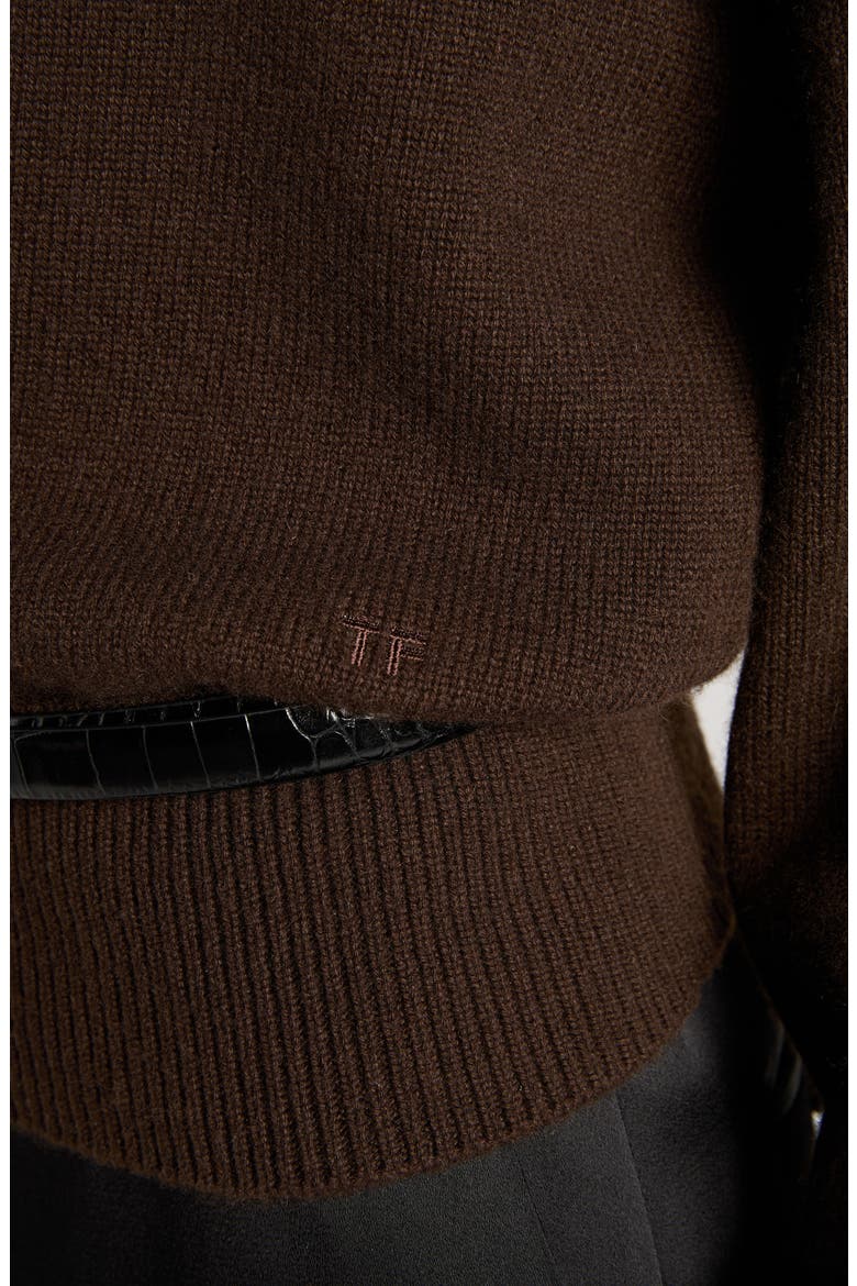 Off the Shoulder Cashmere Cardigan, Alternate, color, CHOCOLATE TORTE