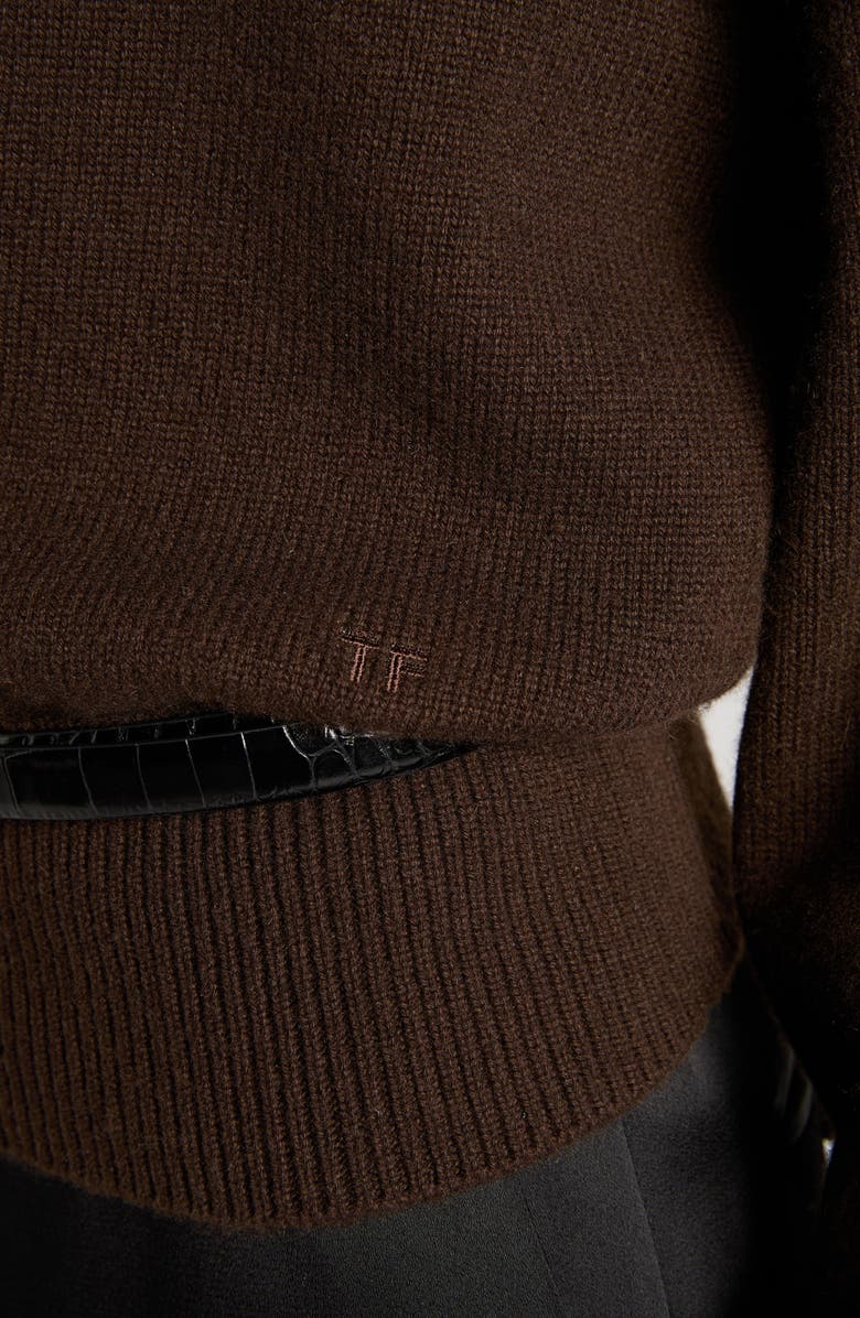 TOM FORD Off the Shoulder Cashmere Cardigan, Alternate, color, Chocolate Torte