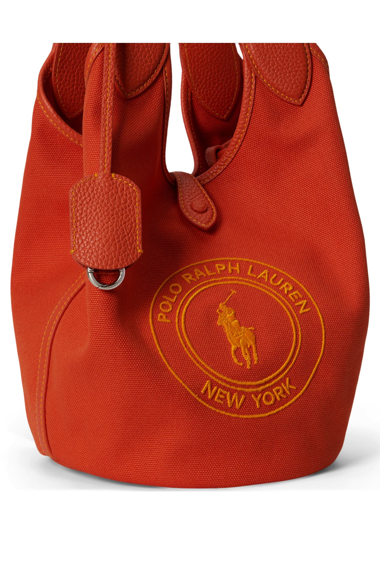 Medium Polo Play Crest Canvas Tote, Alternate, color, COLLEGE ORANGE
