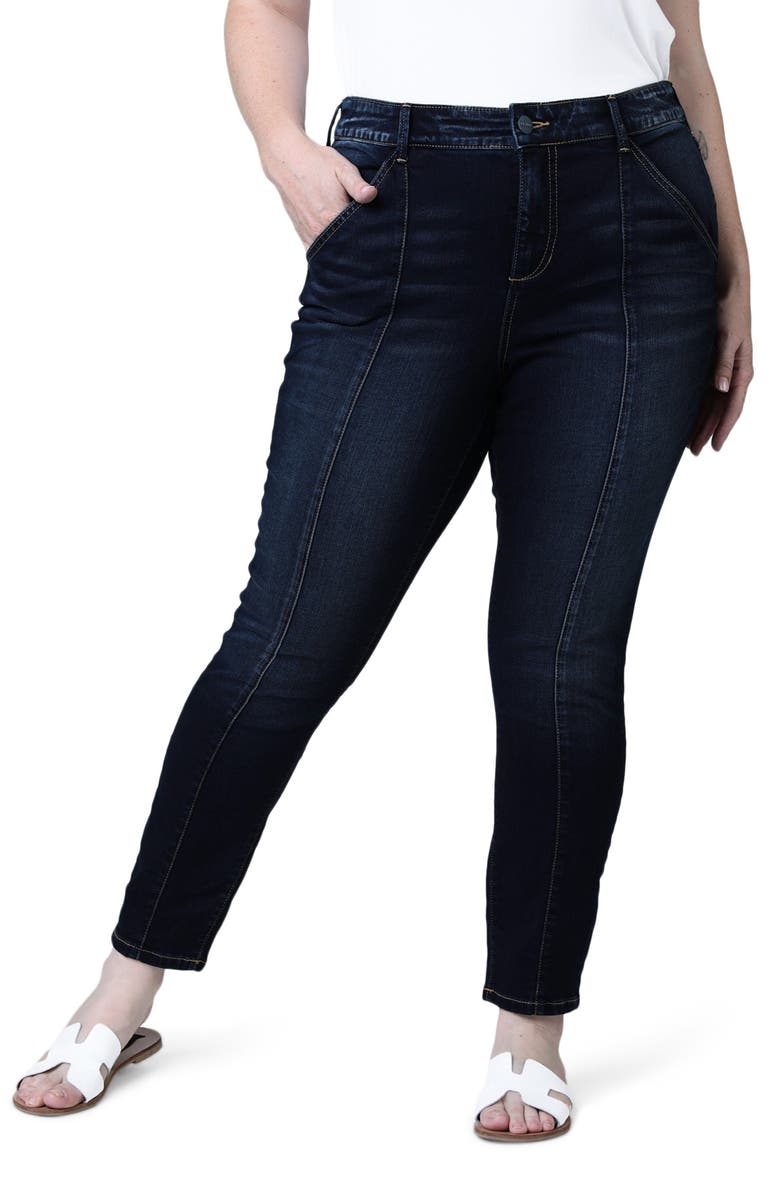 SLINK Jeans Pintuck High Waist Ankle Slim Jeans, Main, color, Brandy