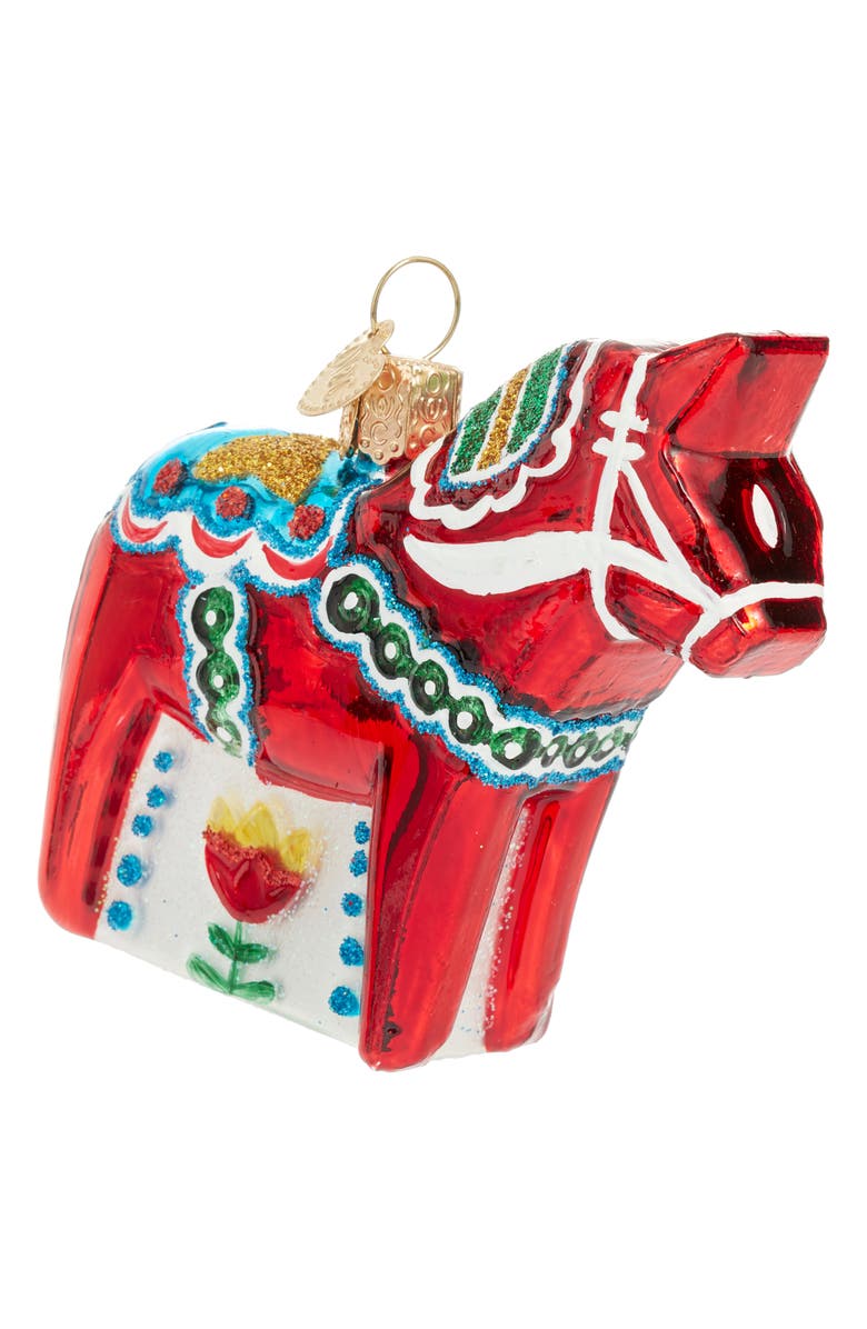 Old World Christmas Swedish Dala Horse Ornament, Main, color, Red/ Green/ Turquoise/ White