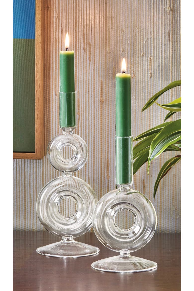 Odette Clear Glass Taper Candle Holder 3.5 x 3.5 x 7 in, Alternate, color, Clear