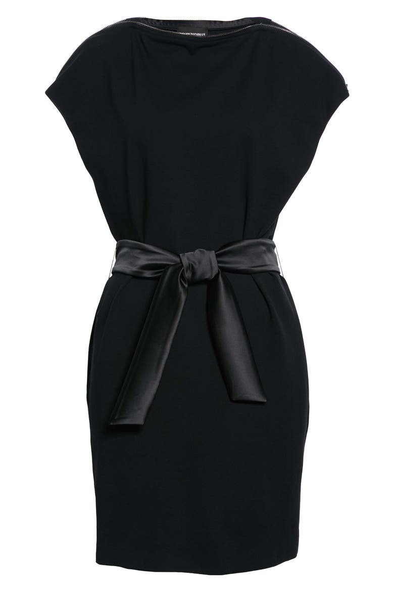 Milano Zip Boatneck Jersey Dress, Alternate, color, SOLID BLACK
