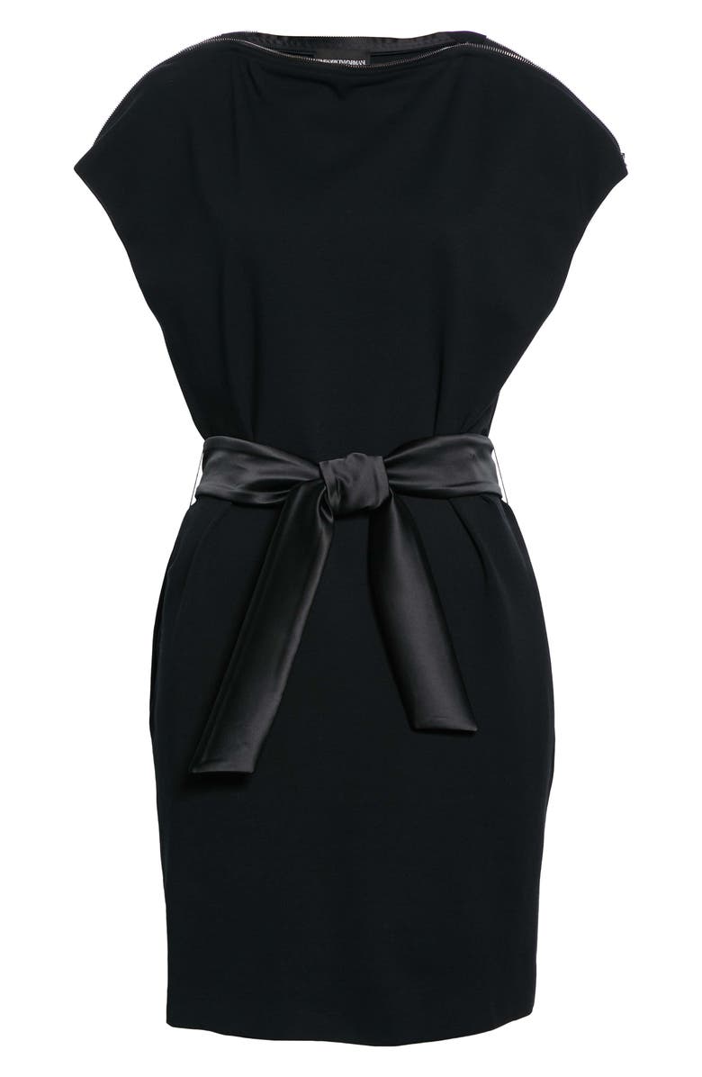 Emporio Armani Milano Zip Boatneck Jersey Dress, Alternate, color, Solid Black
