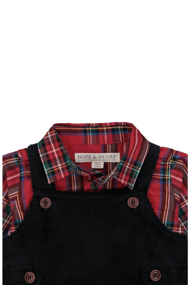 Baby Dapper Overall Set, Infant, Alternate, color, Red Holiday Tartan Black Set