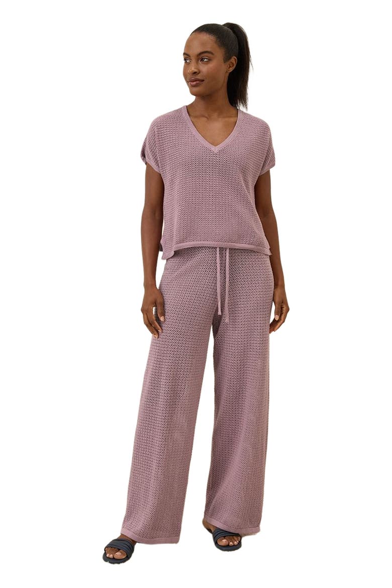 Beachside Linen V-Neck Top Made with Organic Cotton, Main, color, Lavender Haze