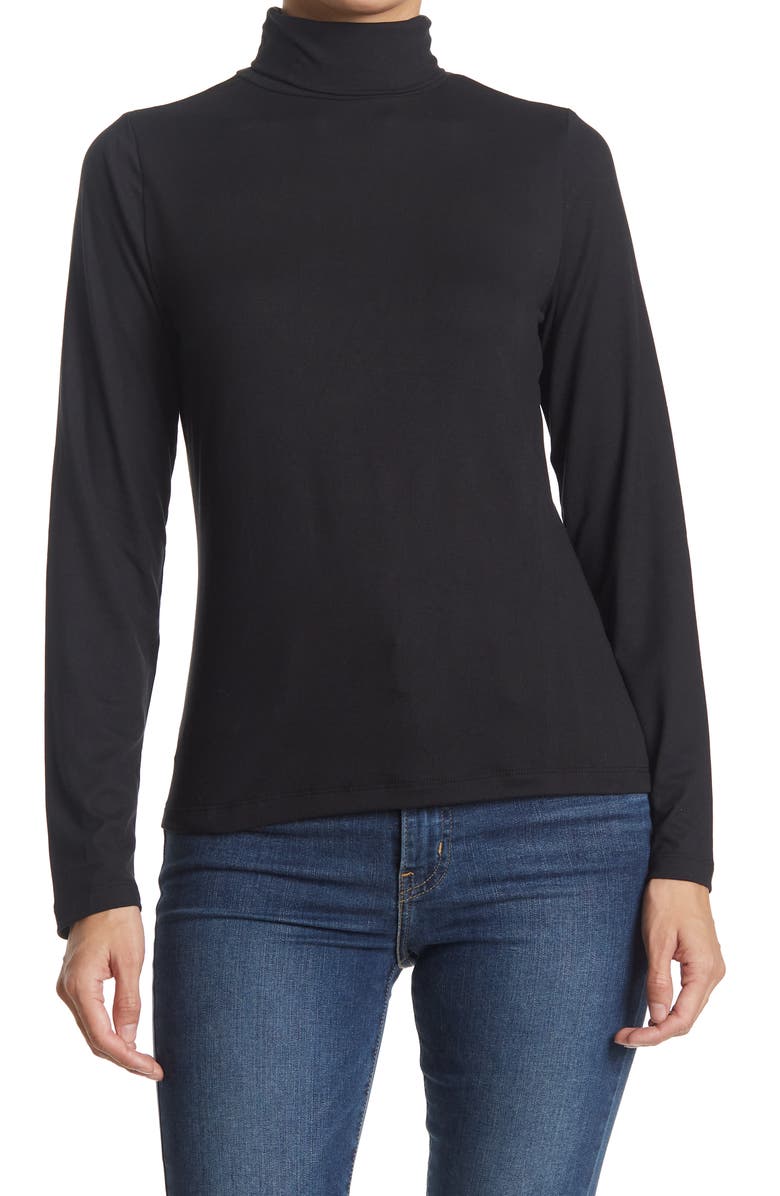 BY DESIGN Turtleneck Long Sleeve Jersey Top, Main, color, 