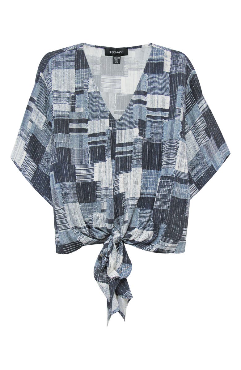 Karen Kane Patchwork Print Tie Front Top, Alternate, color, 