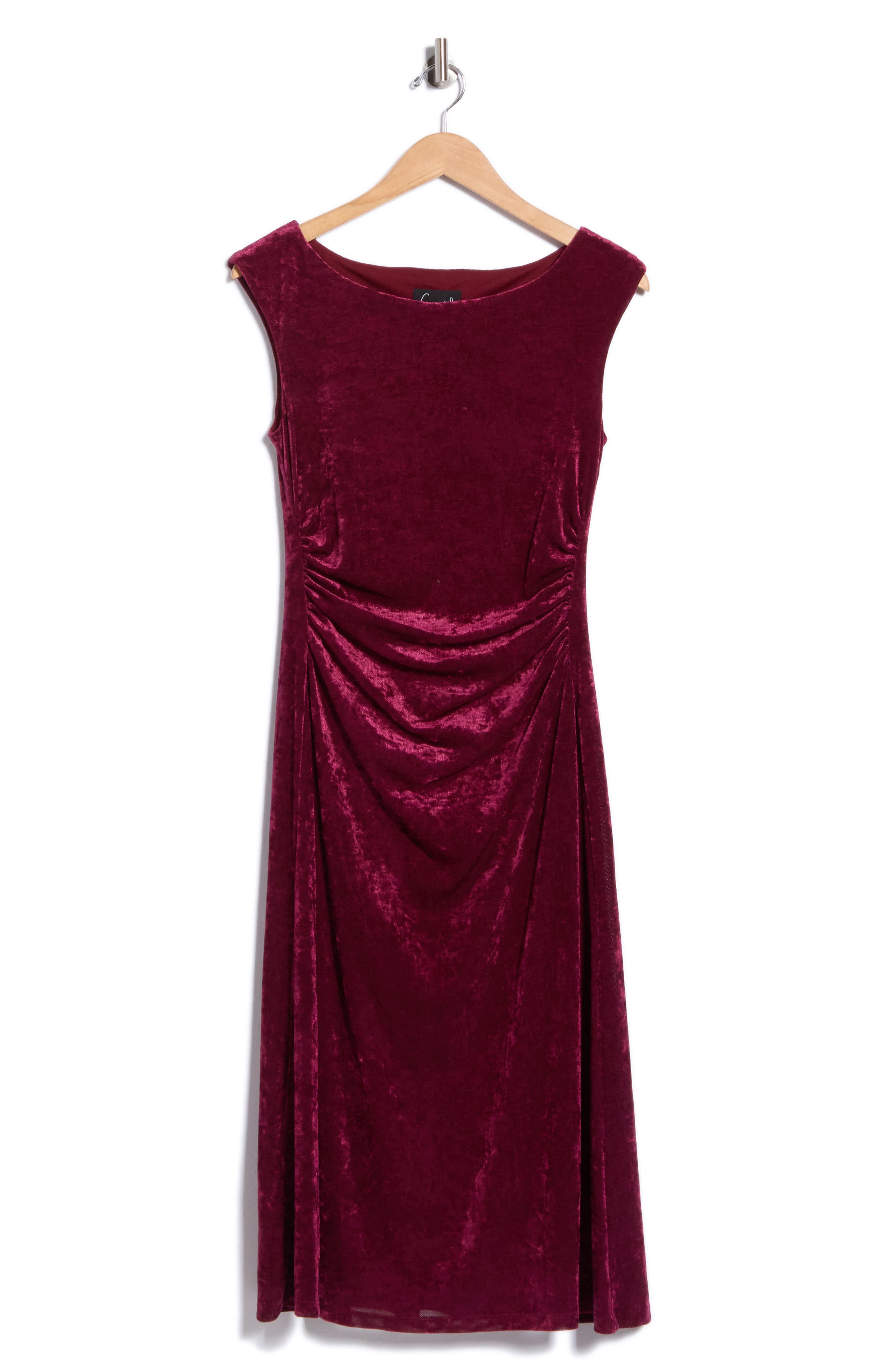 Shirred Waist Velvet Mesh Midi Dress