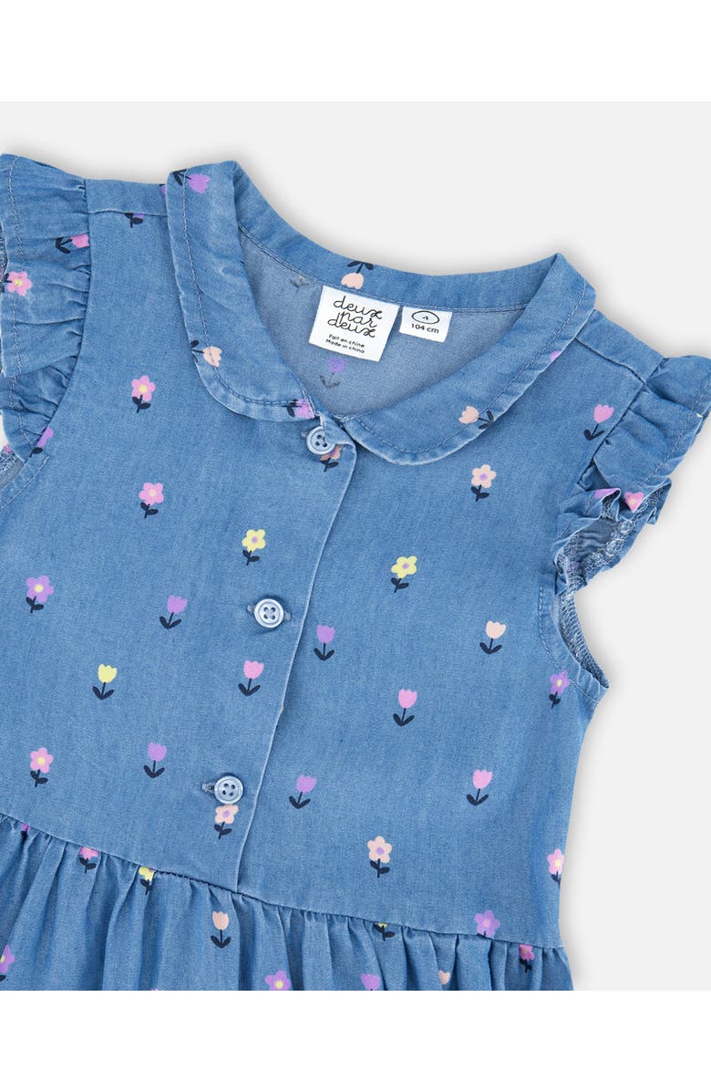 Deux par Deux Sleeveless Flower Button Down Dress, Alternate, color, Blue Floral Print