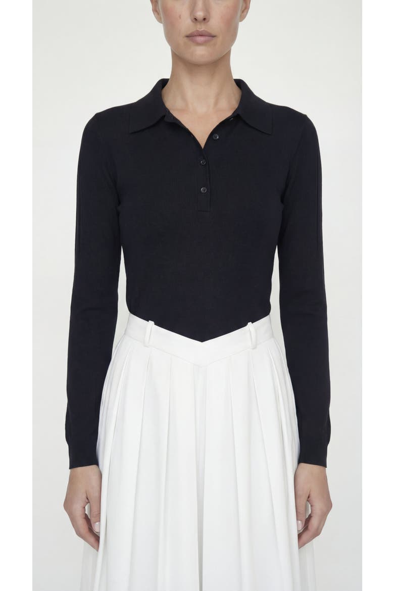 Sonia Polo Midi Dress With Pleated Skirt, Alternate, color, Black