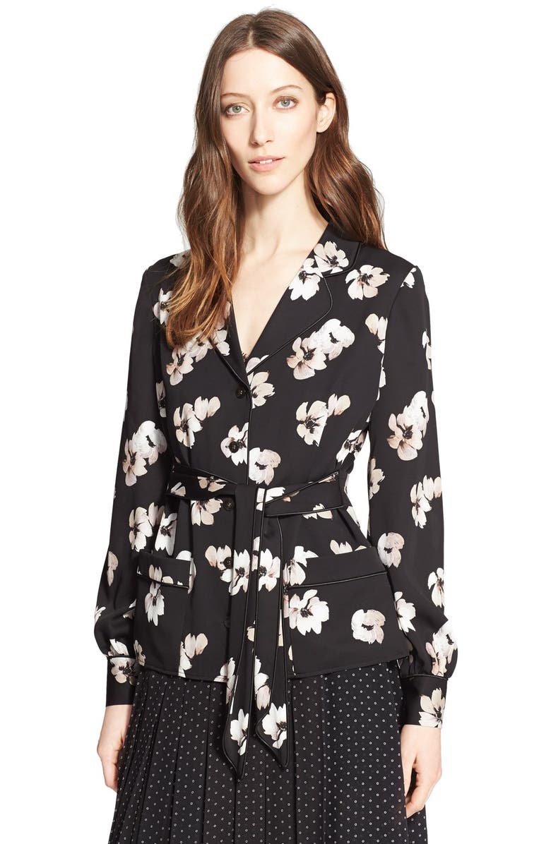 Nordstrom Signature and Caroline Issa Floral Print Silk Twill Blazer, Alternate, color, 