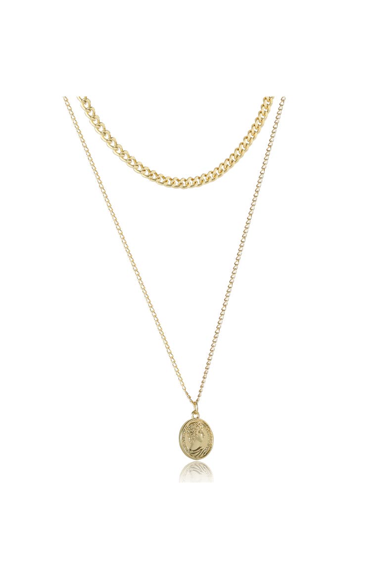 Layered Gold Pendant Necklace, Alternate, color, Gold