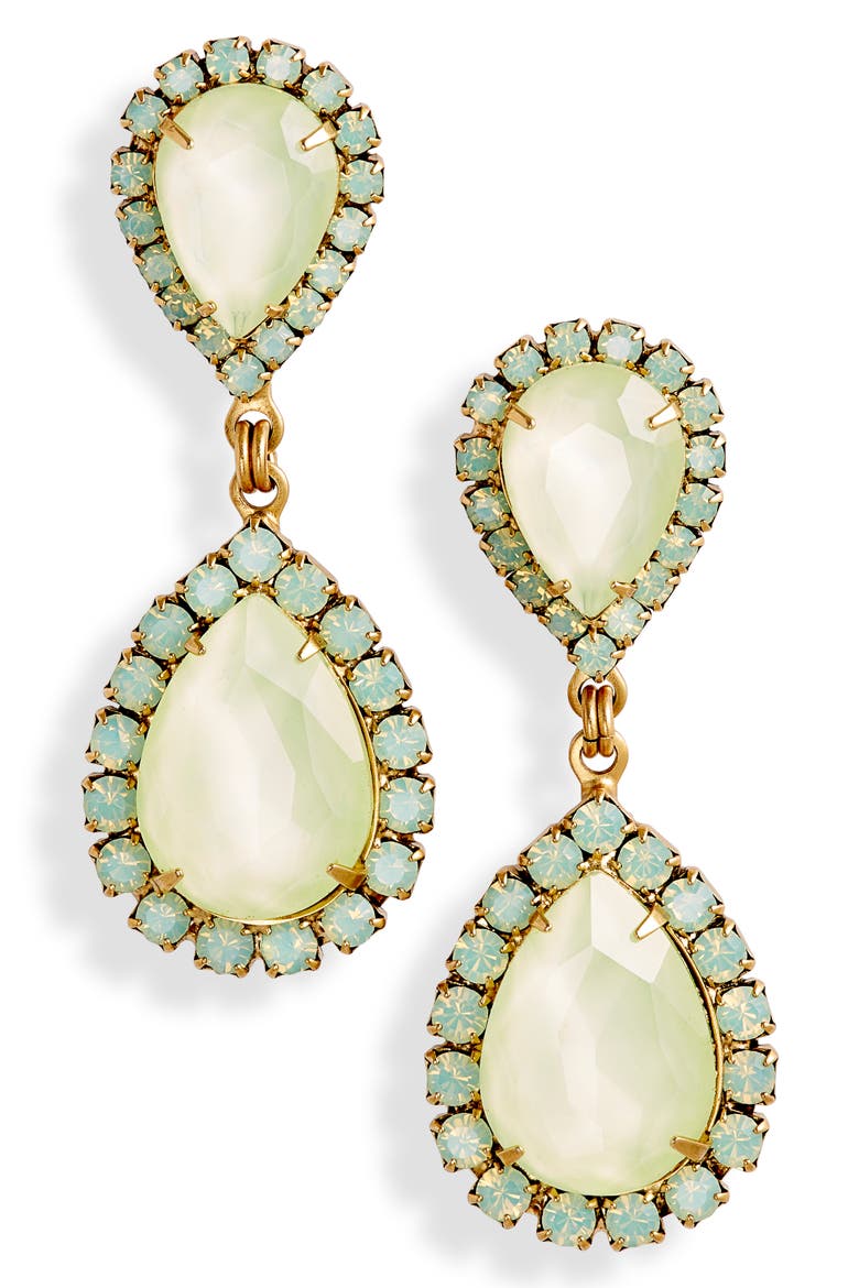 Abba Crystal Drop Earrings, Main, color, MINT