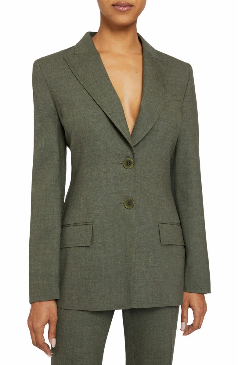 Santorelli ENRICA Two Button Jacket in Virgin Wool Stretch, Alternate, color, 