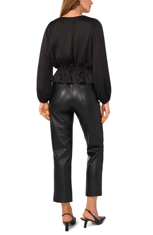 Shop 1.state Satin Peplum Top In Rich Black