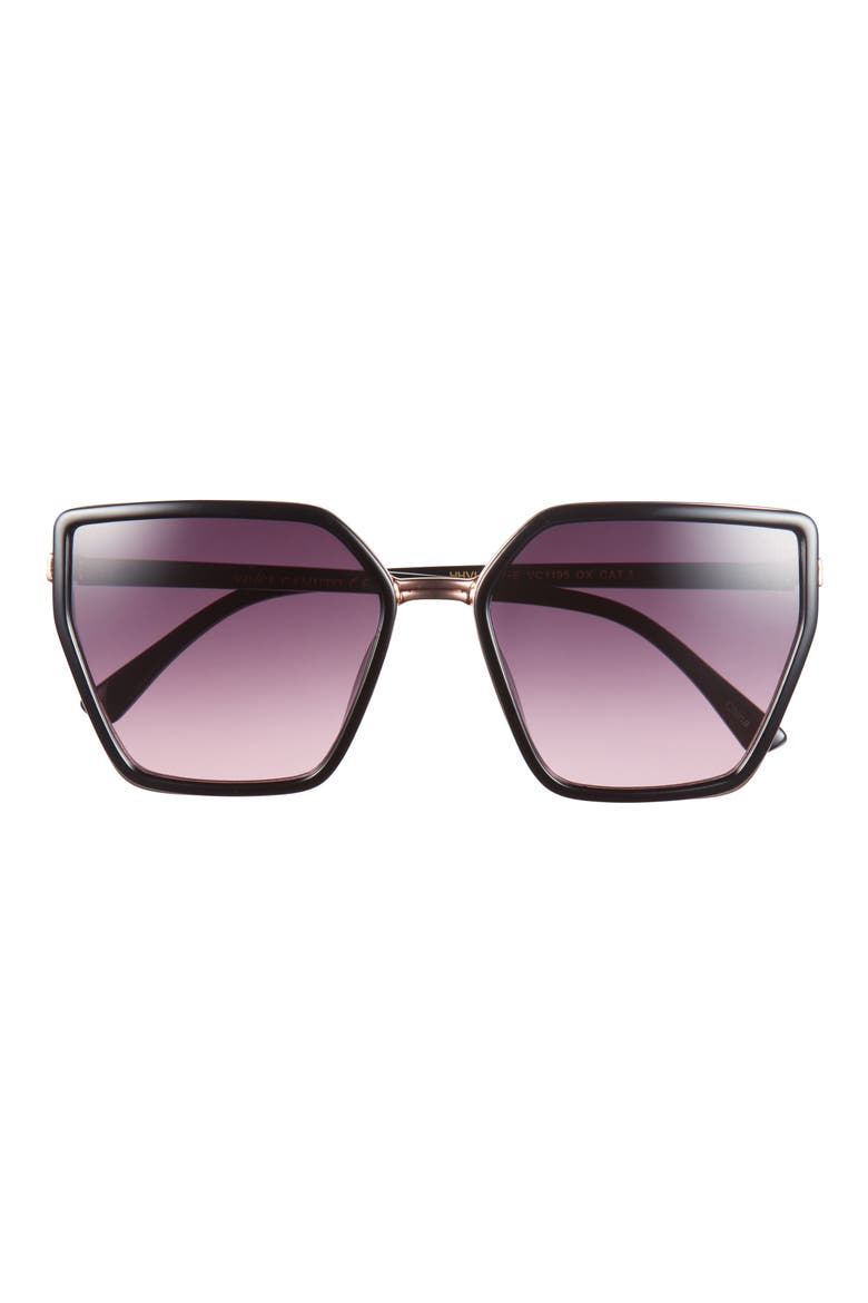 58mm Gradient Cat Eye Sunglasses, Main, color, BLACK