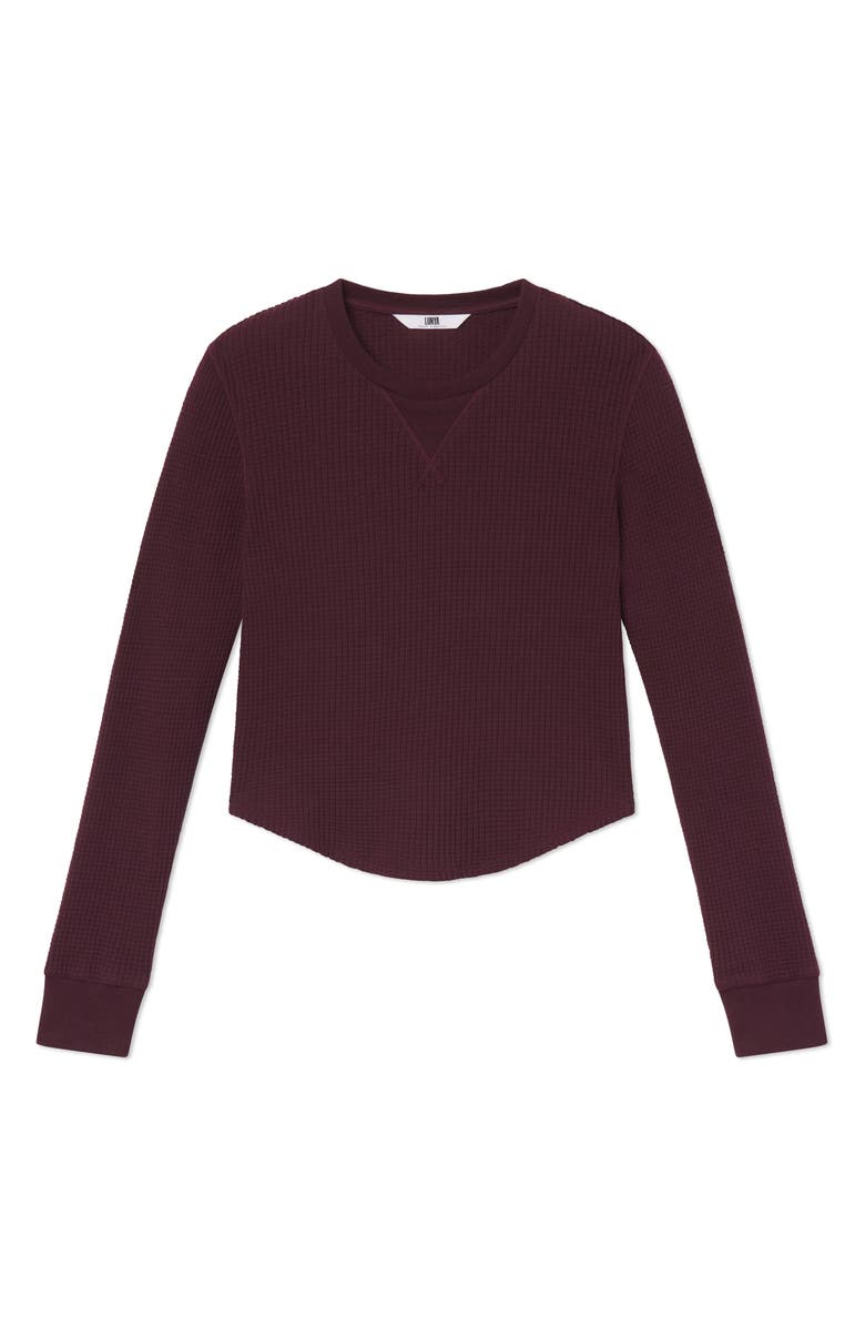 Lunya Waffle Soft Crewneck Top, Main, color, Vintage Merlot