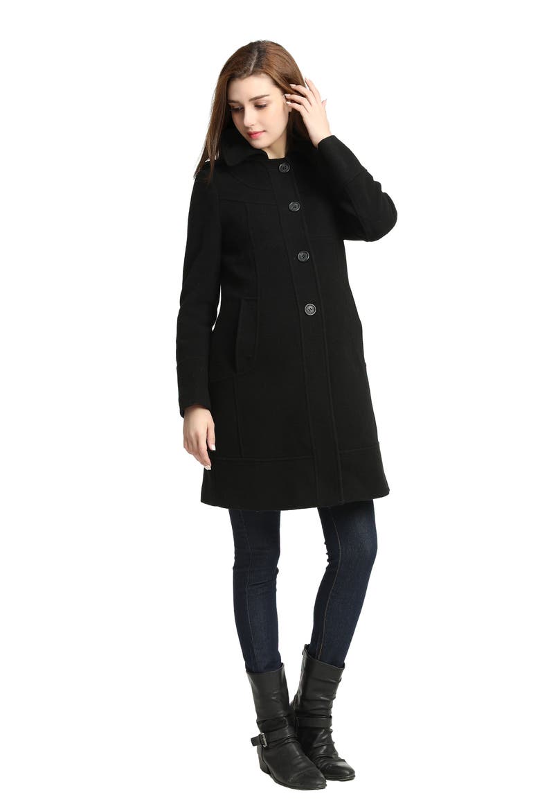 Wool Blend Maternity Coat, Alternate, color, BLACK