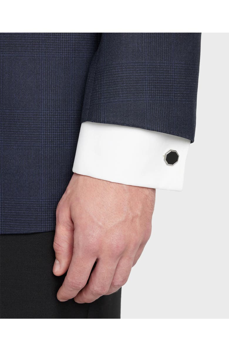 Jan Leslie Octagon Gemstone Antique Sterling Cufflinks, Alternate, color, Black