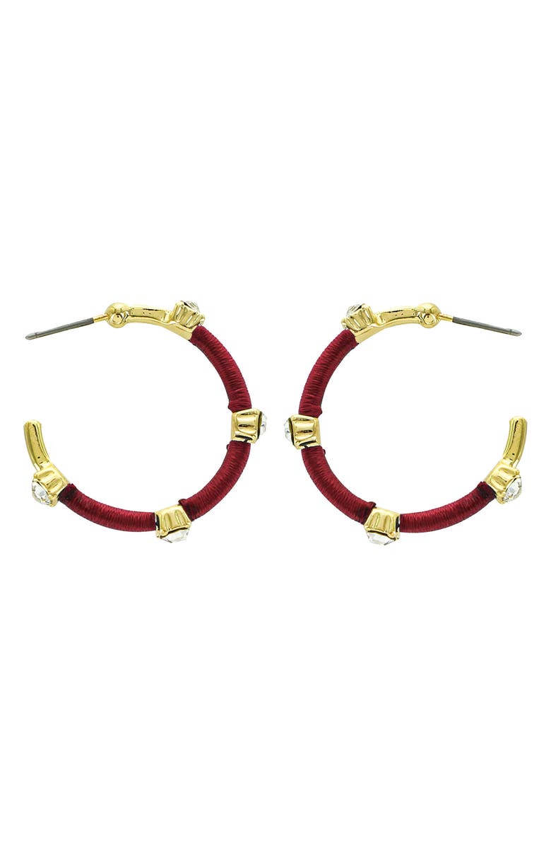 Panacea Cubic Zirconia Station Hoop Earrings, Main, color, 